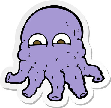 sticker of a cartoon alien squid face