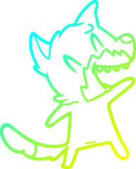 cold gradient line drawing laughing fox cartoon
