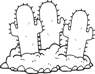 black and white cartoon cactus