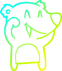 cold gradient line drawing laughing bear cartoon