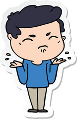 sticker of a cartoon annoyed man