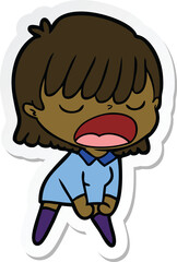 sticker of a cartoon woman talking loudly