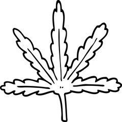 line drawing cartoon marijuana leaf