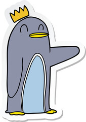 sticker of a cartoon emperor penguin