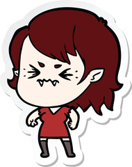sticker of a annoyed cartoon vampire girl