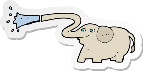 sticker of a cartoon elephant squirting water