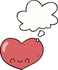 cartoon love heart character and thought bubble