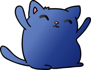 gradient cartoon of cute kawaii cat