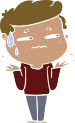 flat color style cartoon confused man
