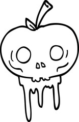 black and white cartoon halloween apple