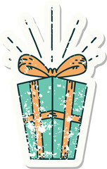 grunge sticker of tattoo style christmas present