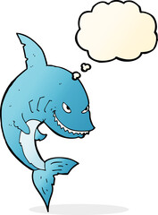 funny cartoon shark with thought bubble