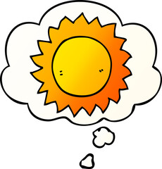 cartoon sun and thought bubble in smooth gradient style