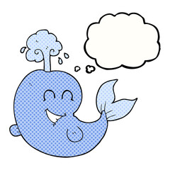 thought bubble cartoon whale spouting water