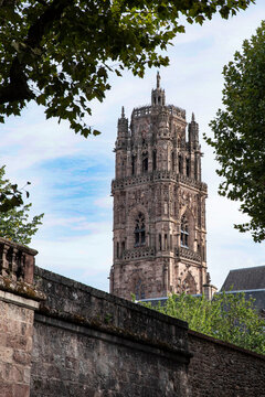 Exterior architecture of Rodez cathedral in France