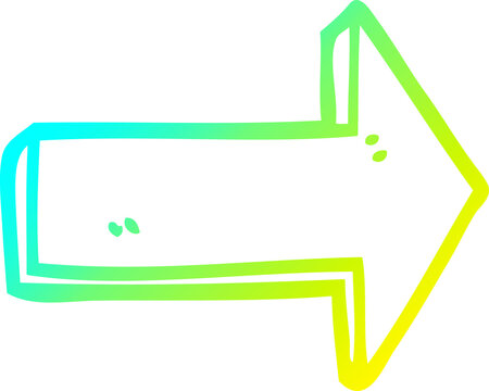 Cold Gradient Line Drawing Cartoon Directing Arrow