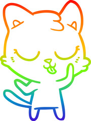 rainbow gradient line drawing cartoon cat