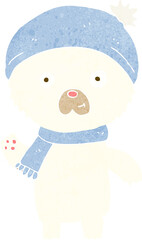 cartoon waving polar bear