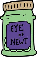 cartoon doodle eye of newt bottle