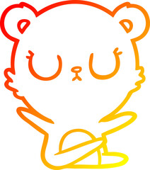 warm gradient line drawing peaceful cartoon bear