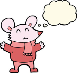 cartoon mouse with thought bubble