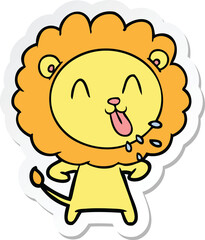 sticker of a happy cartoon lion