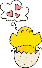 cute hatching chick cartoon and thought bubble
