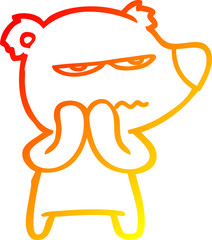 warm gradient line drawing angry bear cartoon