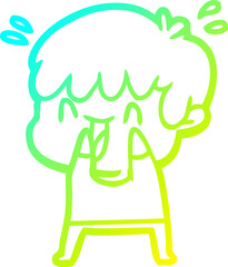cold gradient line drawing cartoon laughing boy