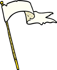 Obraz premium cartoon doodle waving white banner flag