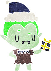 christmas retro cartoon of kawaii vampire
