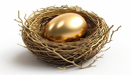 Golden egg in a bird nest