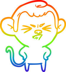 rainbow gradient line drawing cartoon annoyed monkey