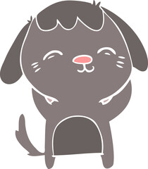 happy flat color style cartoon dog