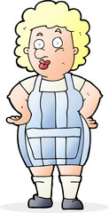 cartoon woman in kitchen apron