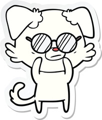 Obraz premium sticker of a dog wearing spectacles cartoon