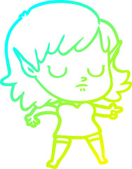 cold gradient line drawing cartoon elf girl