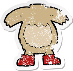 retro distressed sticker of a cartoon teddy bear body