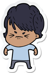 sticker of a cartoon frustrated woman