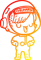 warm gradient line drawing cartoon astronaut woman