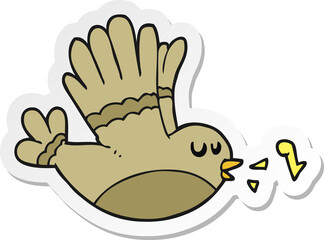 sticker of a cartoon singing bird