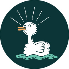 icon of tattoo style swimming duck