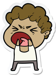 sticker of a cartoon furious man