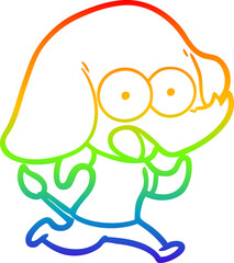 rainbow gradient line drawing cute cartoon elephant