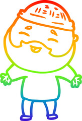 rainbow gradient line drawing cartoon happy bearded man