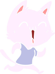 happy flat color style cartoon cat