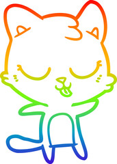 Fototapeta premium rainbow gradient line drawing cute cartoon cat