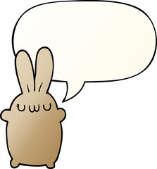 cartoon rabbit and speech bubble in smooth gradient style