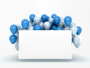 Birthday card and balloons	 isolated on white background with soft shadow.