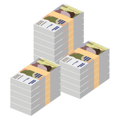 Iceland Krona Vector Illustration. Icelandic money set bundle banknotes. Paper money 2000 ISK. Flat style. Isolated on white background. Simple minimal design.